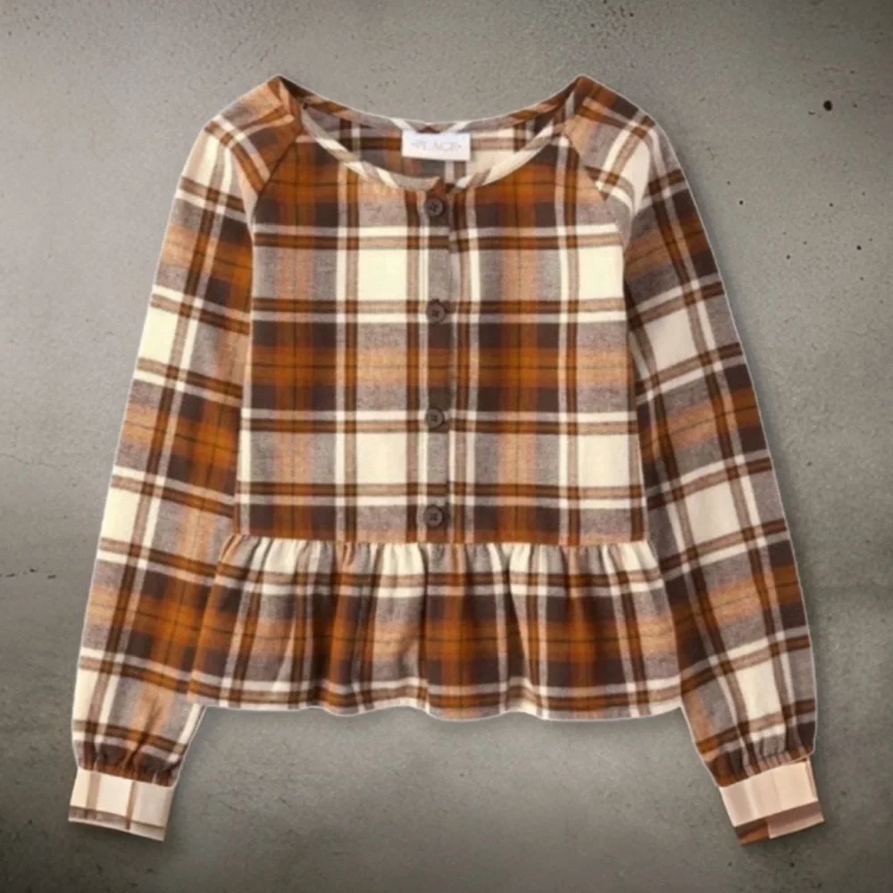 THE CHILDREN’S PLACE • Haystack Soft-Brushed Flannel Mom & Me Peplum Tunic Top